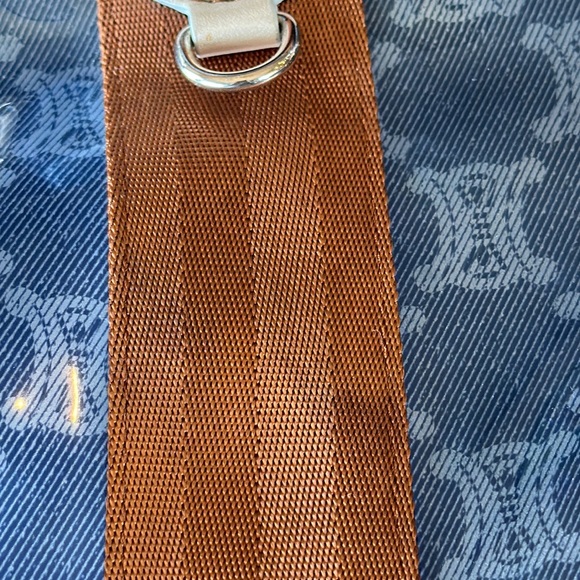 Celine Clear PVC Shoulder Tote Blue Pattern Brown Nylon Handle Zip Pouch Unisex - Picture 11 of 15